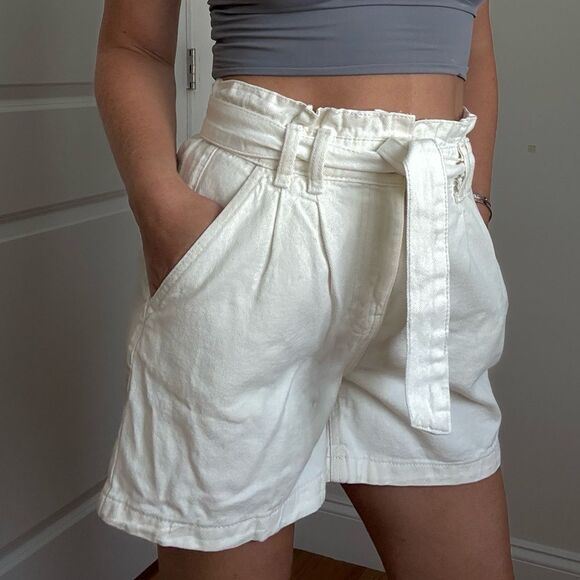 Women's White Tie-Waist Shorts - Picture 6 of 10